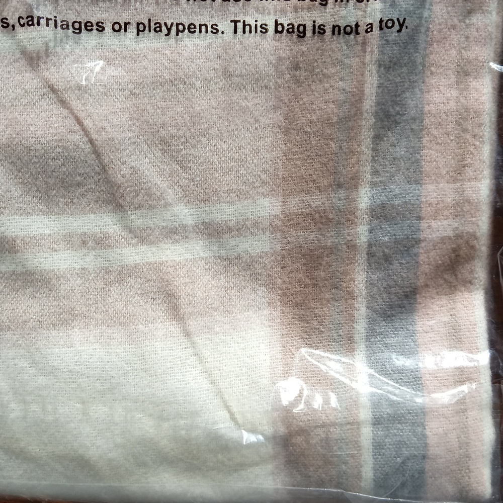 Style & Co. Cozy Beige and Gray Plaid Scarf new